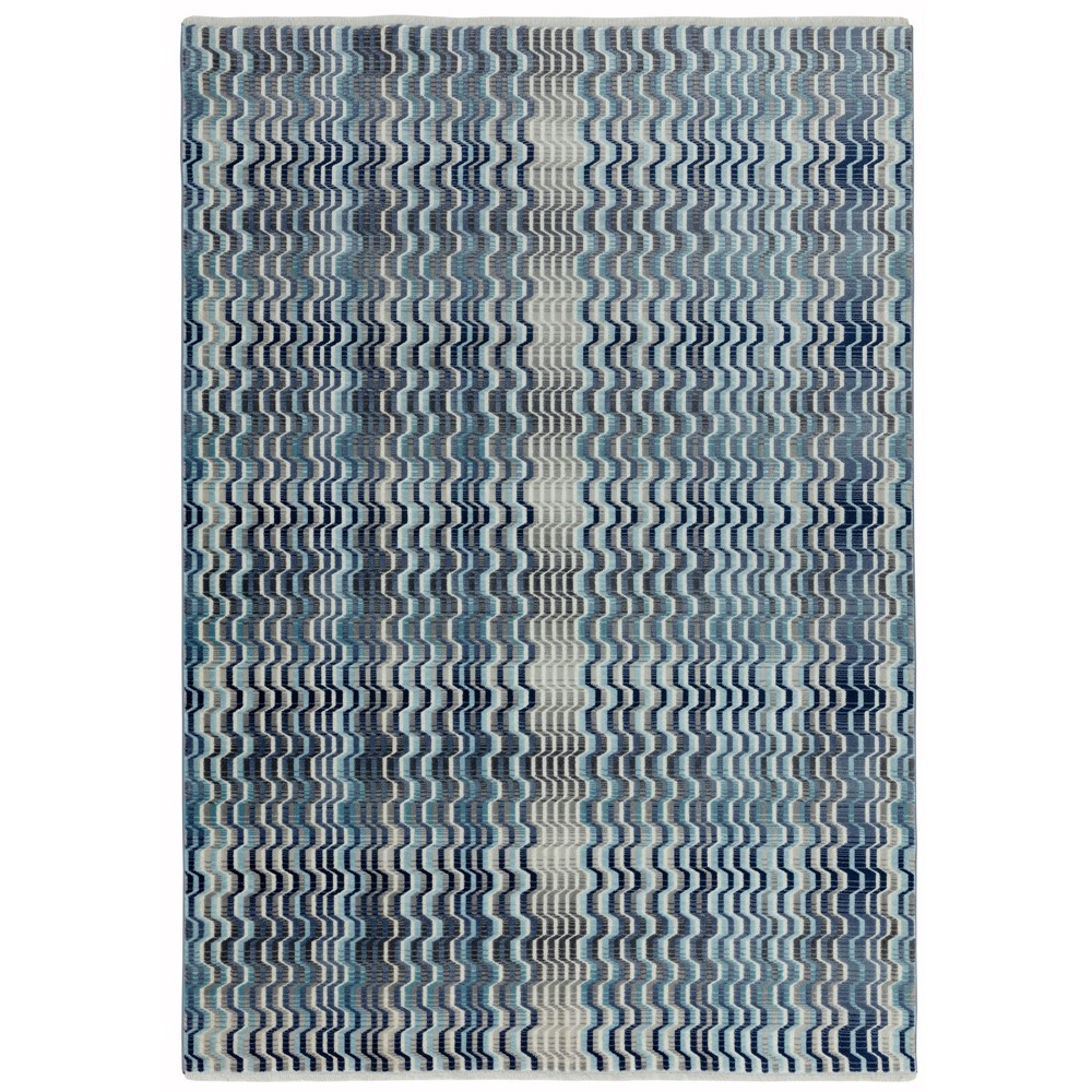 Skye Wave Geometric Rugs in SK03 Blue